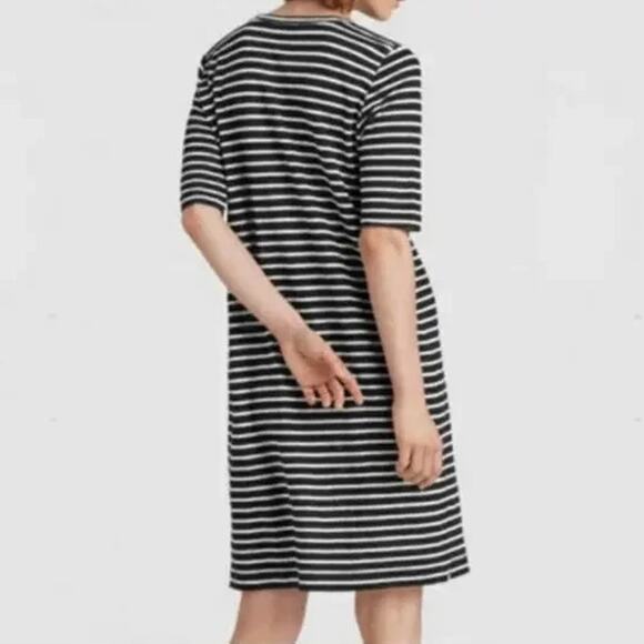 Eileen Fisher Black White Striped Knit Organic Linen Dress Size Small - Picture 8 of 10